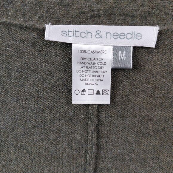 Stitch & Needle 100% Cashmere Cardigan MED Asymmetrical Drape Open Front Sweater - Picture 7 of 7